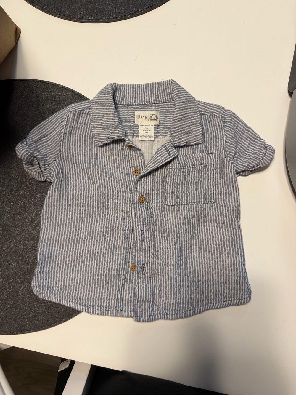 Carter's Blue and White Striped Button-Down Shirt